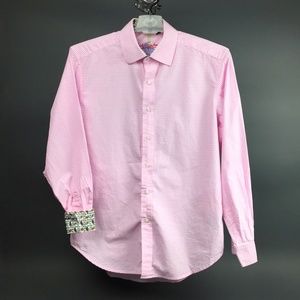 EUC Robert Graham pink gingham men’s shirt, size M